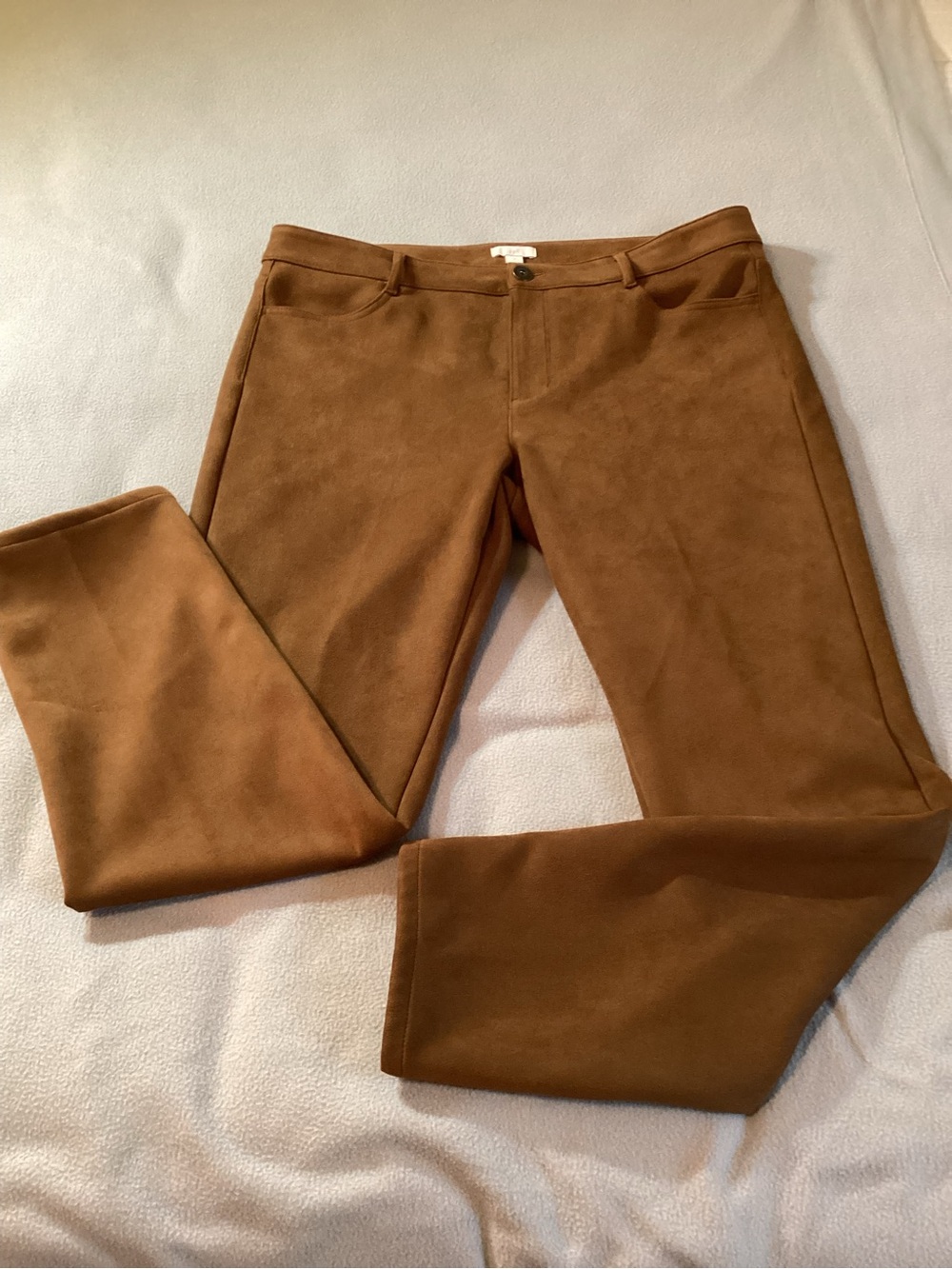 J. Jill Work Pants Micro Suede Rust Brown Size 14 Stretch Soft Classic Old Money